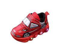 Glitzer-Sneaker für Babys, Kleinkinder, leicht, keine Spitze, glitzernd, Sportschuhe, Neugeborene, Jungen, Mädchen, atmungsaktives Leder, weich, rutschfest, lässig, bequem, rot, 24 EU