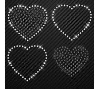 Glitzerdeals Bügelbilder Herzen kristall schwarz Aufbügler für Textilien Herz Strass auf Transferfolie mit Anleitung Hot-fix iron-on-transfer