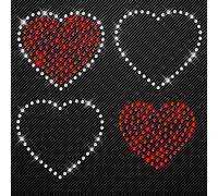 Glitzerdeals Bügelbilder Herzen rot Liebe Aufbügler für Textilien Herz Strassmotiv Strass auf Transferfolie mit Anleitung Hot-fix iron-on-transfer