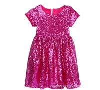 Glitzerkleid Mädchen Glitzer Pailletten Kleid Festliches Prinzessin Kleid Kurzarm Roundhals Pailetten Kleider Festival Partykleid Paillettenkleid Mädchen Festlich Minikleid Pailettenkleid