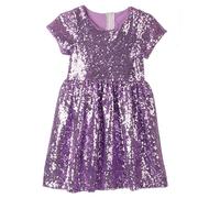 Glitzerkleid Mädchen Glitzer Pailletten Kleid Festliches Prinzessin Kleid Kurzarm Roundhals Pailetten Kleider Festival Partykleid Paillettenkleid Mädchen Festlich Minikleid Pailettenkleid