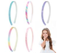 Glitzernde Stirnbänder,5 Stück Regenbogen-Haarbänder mit Zähnen Mädchen Haarbänders Pailletten Haarband Glitzernde Haarreifen Rutschfest-Haarbänder für Kleinkinder,Kinder,Teenager,Mädchen und Frauen
