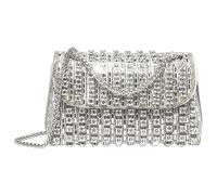 Glitzernde Strass-Clutch-Geldbörse, glitzernde Abendtasche, luxuriöses Design, weiche, tragbare Strass-Clutch für Damen, silber, Refer to description