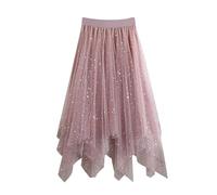 Glitzernder Tüllrock mit Pailletten Sternen für Mädchen Langer Tutu Rock A-Linien Design mit elastischem Bund perfekt für Partys besondere Anlässe