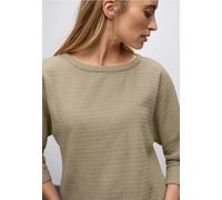 Street One Shirt Glitzerndes Strukturshirt Damen - beige, 3/4-Arm, U-Boot-Ausschnitt, Gr. 44
