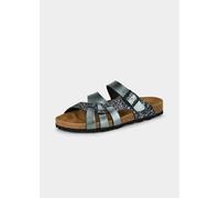 Glitzerpantoletten mit Leder grau 37