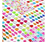 Glitzersteine Gesicht, 5-15mm Strasssteine Selbstklebend Glitzer Gesicht, Bunte Acryl Strasssteine Selbstklebend Face Glitter für Gesicht Haar Körper Nägel,Festival Schminke, 407 Stück