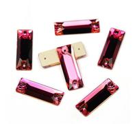 Glitzersteine zum Aufnähen, Glaskristall, flache Rückseite, zum Nähen, kosmisches Baguette, lose Strasssteine für Kleidung, Fuchsia, 6 x 18 mm, 84 Stück