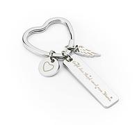 Glitzkind Herz Schlüsselanhänger mit Gravur | Auto Glücksbringer Schutzengel Engel Anhänger Geschenk für Muttertag Geburtstag Weihnachten Frauen Freundin Mama Tochter | (Mama Engel, Silber)