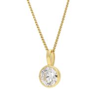 GLIZZ Anhänger Gold 333 Lab Grown Diamant 1,0 ct + vergoldete Kette zeitloser Halsschmuck für Frauen, diamantierte Flachpanzerkette GL1460 45 cm