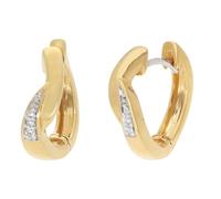 GLIZZ Damen-Ohrringe Gold 585/14K Klapp-Creolen mit Diamanten hochwertiger Diamant-Schmuck für Frauen, echtes 14 Karat Gelbgold, GL1668