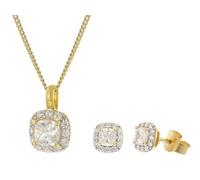 GLIZZ Damen Schmuckset Bundle aus 333 Gold - Anhänger GL1136 mit Zirkonia an Kette & Ohrstecker GL1137