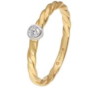 GLIZZ Damenring Gold 585 / 14K mit Diamant 0,06 ct modischer Finger-Schmuck für Frauen, Brillant in weißgoldene Zargenfassung GL1678 Ringgröße 54/17,2