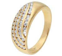 GLIZZ Damenring Gold 585 mit Diamant 0,50 ct W Si Goldring modischer Schmuck für Frauen, Micro-Pavé-Fassung GL1679 Ringgröße 54/17,2