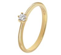GLIZZ Damenring mit Lab Grown Diamant 0,10 ct Gold 333 Brillantring GL8653-56 Ringgröße 56/17,8