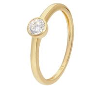 GLIZZ Damenring mit Lab Grown Diamant 0,25 ct. Gold 333 Brillantring zeitloses Schmuckstück für Frauen, elegantes Accessoire GL1462 Ringgröße 52/16,6