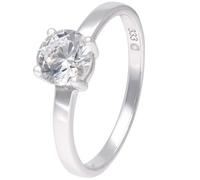 GLIZZ Damenring Weißgold 333 / 8K Solitär-Ring mit Zirkonia hochwertiges Schmuckstück für Frauen, sichere Zargen-Fassung GL1676 Ringgröße 54/17,2