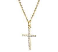 GLIZZ Kreuz-Anhänger Gold 333 mit Zirkonia an vergolder Silberkette GL8317-45 45 cm
