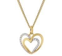 GLIZZ Schmuck Anhänger Herz Gold 333/8K an vergoldeter Silberkette GL8673