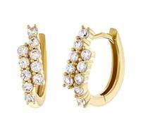 GLIZZ Schmuck Damen-Ohrringe 333 Gold Klapp-Creolen Mit Zirkonias GL8354