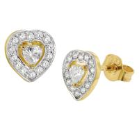 GLIZZ Schmuck Damen-Ohrringe Gold 333/8K Herz Zirkonia Ohrstecker GL8153