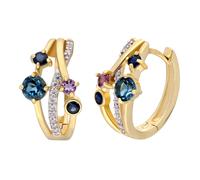 GLIZZ Schmuck Damen-Ohrringe Gold 333 / 8K Multicolor Klapp-Creolen GL8565