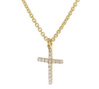 GLIZZ Schmuck Halskette Mit Kleinem Kreuz 333 Gold Zirkonia-Collier GL8357