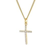 GLIZZ Schmuck Kreuz-Anhänger Gold 333 mit Zirkonia an vergolder Silberkette GL8317