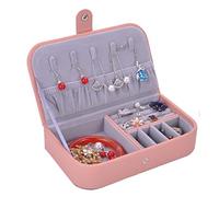 GLJTUO Schmuckkästchen, Schmuck-Display-Aufbewahrung, Leder-Schmuckkästchen, Damen, Reise-Schmuckkästchen, Tragbar, Klein, Schmuck-Organizer-Box Für Ringe, Ohrringe, Halsketten,Pink-19 * 11 * 4.4cm