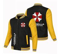 GLLUSA Herren Varsity Baseball-Jacke für Resident Print Patchwork College Baseball-Mantel Bomberjacke mit Reißverschluss Unisex Herren/Frauen Fleece Stehkragen Sport-Outfit-E||XL