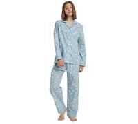GLOBAL Damen Schlafanzug Baumwolle Damen Pyjama Set Lang Damen Zweiteiliger Nachtwäsche Komfortabel Loungewear Durchgeknöpft Oberteil & Hose Kordelzug Grünes Paisleymuster XXL