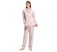 GLOBAL Schlafanzüge Damen Flanell | Baumwolle Damen Pyjama Set | Zweiteiliger Nachtwäsche Damen Pjs Set Lang | Knopfleiste vorne und Kordelzug | Rosa Paisley M