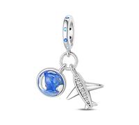 Global Travel Anhänger Charm, 925 Sterling Silber Charm Armband Zubehör, kompatibel mit 3mm-4,5mm Armband