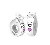 Globalwin Jewellery 2PCS 925 Sterling Silber Gummi Spacer Stopper Bead Charm für Pandora Armbänder (Silber-I DO)