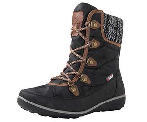 GLOBALWIN Women's Snow Boots Waterproof Mid-Calf Winter Boots for Women with Quilted Knit Panels, Warm Fleece Lining, and Non-Slip Insulated Outdoor Sole