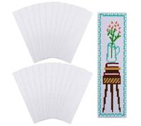 GLOBLELAND 22 Stück leere Kreuzstich Lesezeichen 14CT 20x6cm Baumwolle Kreuzstich Stickerei Lesezeichen Aida Stoff einfache Kreuzstich Stoff für Kunsthandwerk Handwerk Nähen Projekte