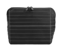 GLOGLOW Kosmetik-Reisetasche, Gestreift, Große Tasche, PVC-Make-up-Organizer, 9,84 X 7,28 Zoll, Tragbarer Toilettenartikelhalter für Hautpflege- und Pinselaufbewahrungslösungen (Black)