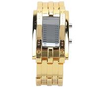 Glomora Herrenuhr, modisch, Exquisite Legierung, LED-Herrenuhr mit binärer Zeitanzeige, binäre Zeit, Sport, Armee-Armbanduhr (Männer Gold)