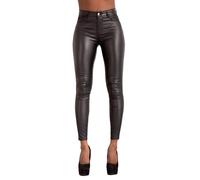 Glook Hochwertige Damenhosen, Glatte Damen Hose, Frauen Kunstlederhose, PU Lederhose Jean (38, Schwarz 2)