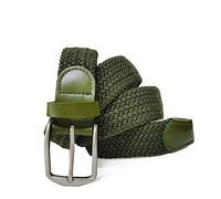 Gloop Unisex Elastischer Ledergürtel Geflochtener Stretchgürtel Dehnbarer Stoff Leder Gürtel für Damen und Herren, 18730a8 Braungrün, Gesamtlänge ohne schnalle 95 CM