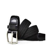 Gloop Unisex Elastischer Ledergürtel Geflochtener Stretchgürtel Dehnbarer Stoff Leder Gürtel für Damen und Herren, 18730a1 Schwarz, Gesamtlänge ohne schnalle 115 CM