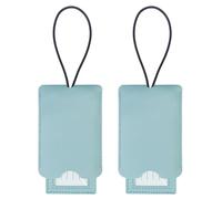 Gloppie Gepäckanhänger Kofferanhänger 2er Set für Koffer, Reisetasche, Rucksack, Taschenanhänger mit Sichtschutz, Grau-Blau, 2 Stück