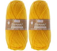 Glorex 5 1001 01 - Premium Wolle aus 100% Acryl, leicht zu verarbeiten, vielseitig einsetzbar, wärmend, weich, nicht kratzend, 50 g, ca. 140 m, gelb (Packung mit 2)