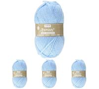 Glorex 5 1001 06 - Premium Wolle aus 100% Acryl, leicht zu verarbeiten, vielseitig einsetzbar, wärmend, weich, nicht kratzend, 50 g, ca. 140 m, hellblau (Packung mit 4)