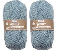 Glorex 5 1002 02 - Strickgarn Wooly 70% Acryl/30% Wolle, sehr weich und wärmend, angenehm zu tragen, 50 g, ca. 90 m, hellblau meliert, ideal für Mützen, Schals und Stulpen (Packung mit 2)
