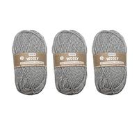 GLOREX 5 1002 51 - 3er Set Strickgarn Wooly aus 70 % Acryl & 30 % Wolle, je 50 g grau meliert, sehr weich, wärmend, angenehm zu tragen
