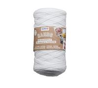 GLOREX 5 1005 00 - Bands Makramee, superweiches Textilgarn aus 60 % Baumwolle / 40 % Viskose, zum Häkeln, Stricken, Knüpfen und textilen Gestalten, 250 g, ca. 125 m, weiß