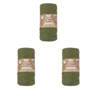 GLOREX 5 1005 07 - Bands Makramee, superweiches Textilgarn aus 60% Baumwolle / 40% Viskose, zum Häkeln, Stricken, Knüpfen und textilen Gestalten, 250 g, ca. 125 m, oliv (Packung mit 3)