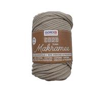 GLOREX 5 1006 02 - Makramee Cord 3 mm, superweiches Textilgarn aus 60 % Baumwolle / 40 % Viskose, zum Häkeln, Stricken, Knüpfen und textilen Gestalten, 250 g, ca. 85 m, gewebt taupe