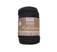 GLOREX 5 1006 04 - Makramee Cord 3 mm, superweiches Textilgarn aus 60 % Baumwolle / 40 % Viskose, zum Häkeln, Stricken, Knüpfen und textilen Gestalten, 250 g, ca. 85 m, gewebt anthrazit